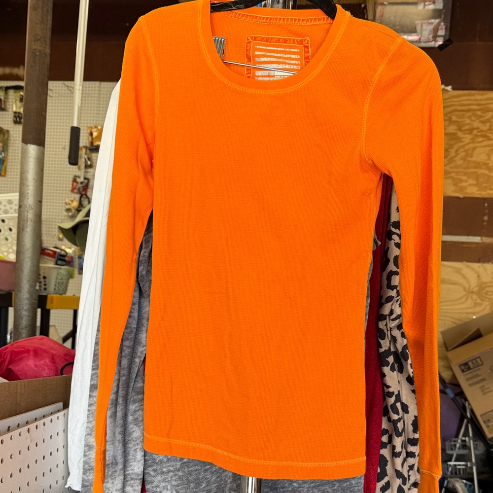 Women's Long Sleeve Tee - Bright Orange - Picture 1 of 3